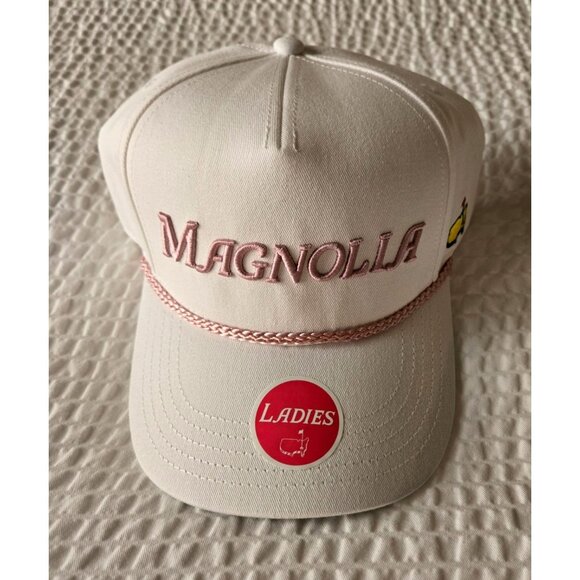 Masters Ladies Golf Cap White Magnolia Pink Embroidered Logo & Braided Detail 20 - Picture 1 of 4